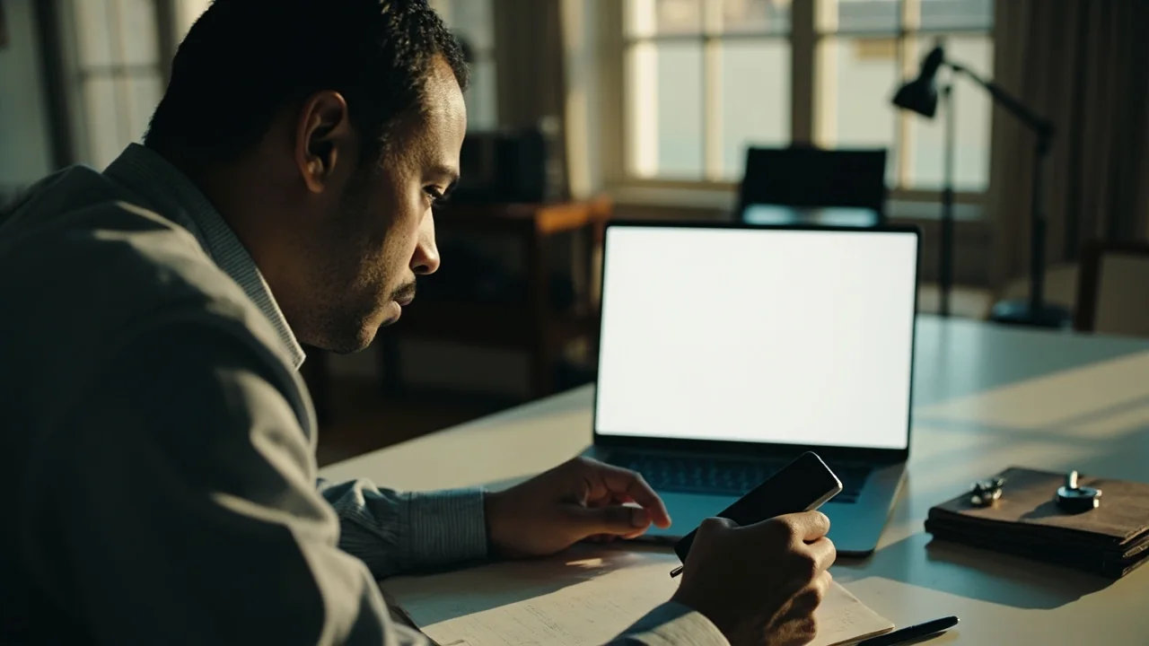 Adult preparing for safe account access.